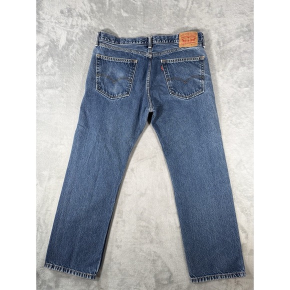 Levis 505 Jeans Mens 36x30 Blue Denim Regular Fit Straight Leg Workwear - Picture 8 of 13